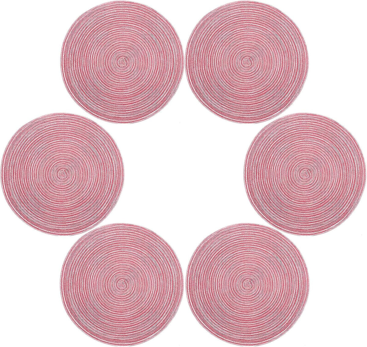 15 Inch Round Placemats Stain Resistant Anti-Skid Washable Polyproplene Table Mats Placemats(Pink, Set of 6)