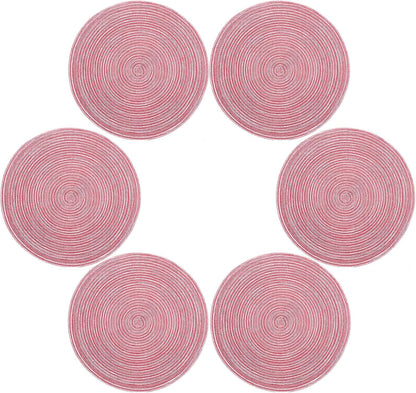15 Inch Round Placemats Stain Resistant Anti-Skid Washable Polyproplene Table Mats Placemats(Pink, Set of 6)