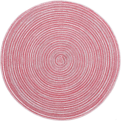 15 Inch Round Placemats Stain Resistant Anti-Skid Washable Polyproplene Table Mats Placemats(Pink, Set of 6)