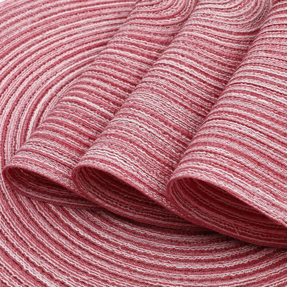 15 Inch Round Placemats Stain Resistant Anti-Skid Washable Polyproplene Table Mats Placemats(Pink, Set of 6)