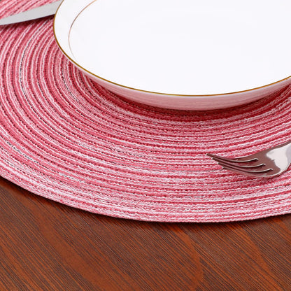 15 Inch Round Placemats Stain Resistant Anti-Skid Washable Polyproplene Table Mats Placemats(Pink, Set of 6)