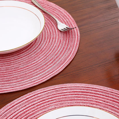 15 Inch Round Placemats Stain Resistant Anti-Skid Washable Polyproplene Table Mats Placemats(Pink, Set of 6)