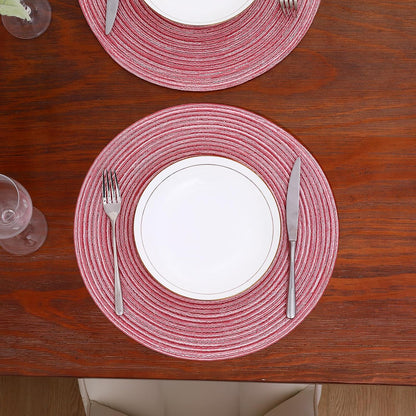15 Inch Round Placemats Stain Resistant Anti-Skid Washable Polyproplene Table Mats Placemats(Pink, Set of 6)