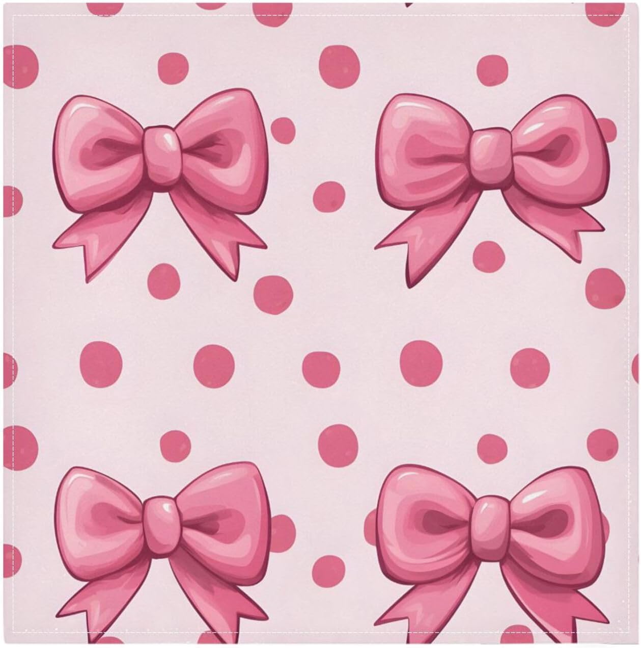 YETTASBIN Pink Bows Dot Cloth Napkins Set of 1, Reusable Washable Oversized Table Napkins for Family Wedding Dinner Party Home Decor, 20 Inch