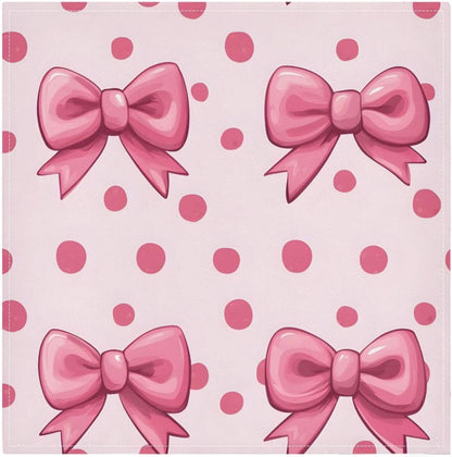 YETTASBIN Pink Bows Dot Cloth Napkins Set of 1, Reusable Washable Oversized Table Napkins for Family Wedding Dinner Party Home Decor, 20 Inch
