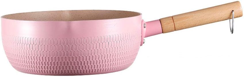 Non-Stick Pan Yukihira Pan, Thickened Flat-Bottomed Food Supplement Pot, Noodle Soup Pot, Single Handle Milk Pot,Pink,22cm