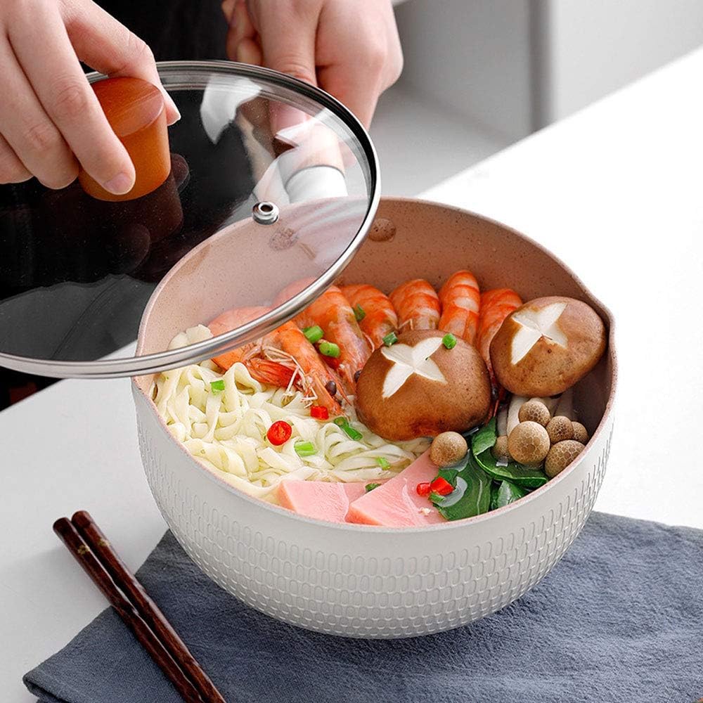Non-Stick Pan Yukihira Pan, Thickened Flat-Bottomed Food Supplement Pot, Noodle Soup Pot, Single Handle Milk Pot,Pink,22cm
