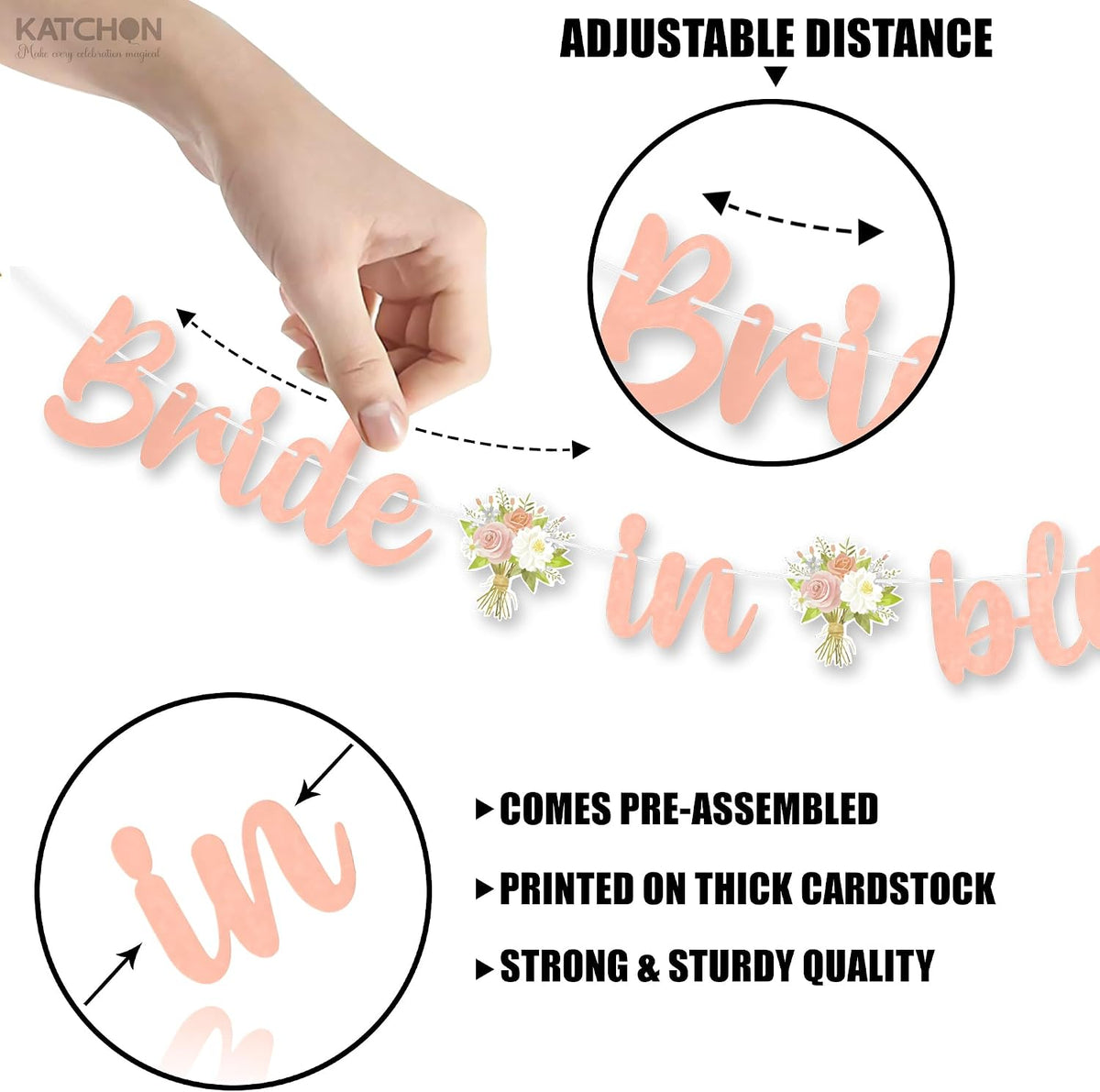 pre strung Bride in Bloom Banner with Hearts - 10 Feet