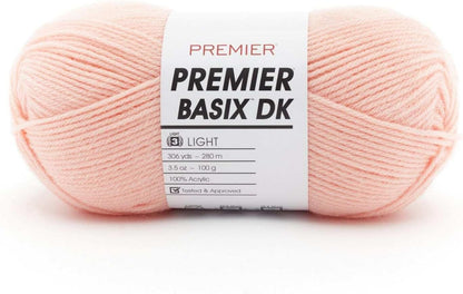 Yarns Basix DK Weight Yarn, Made of Acrylic, Ideal Yarn for Crocheting and Knitting, Machine-Washable, Peach, 3.5 oz, 306 Yards