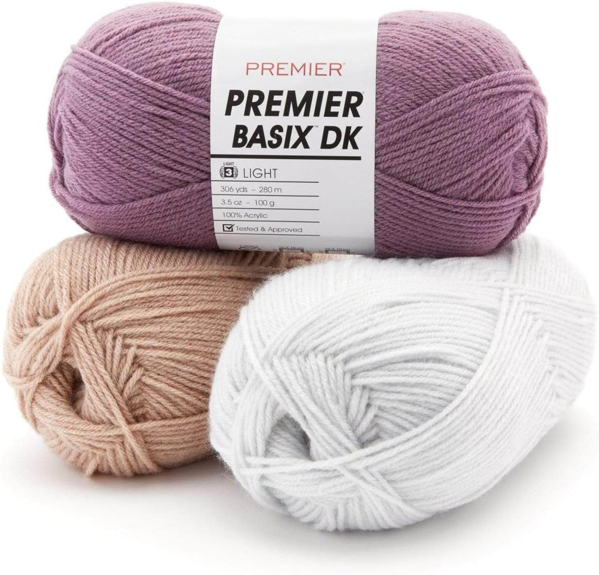 Yarns Basix DK Weight Yarn, Made of Acrylic, Ideal Yarn for Crocheting and Knitting, Machine-Washable, Peach, 3.5 oz, 306 Yards