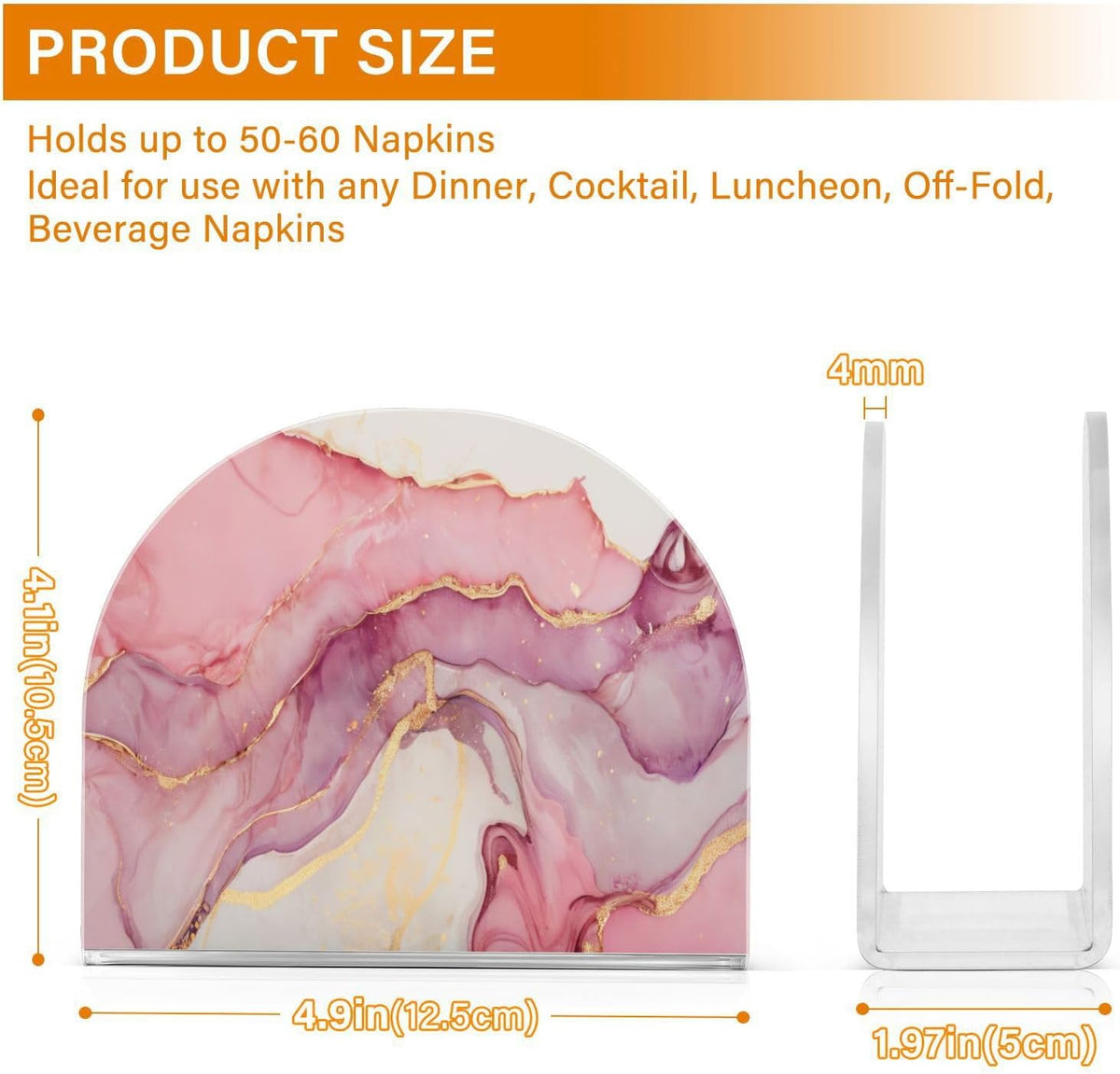Napkin Holder for Table Marble Abstract Pink Gold Paper Napkin Holders for Kitchen Dinner Table Cocktail Napkins Dispenser