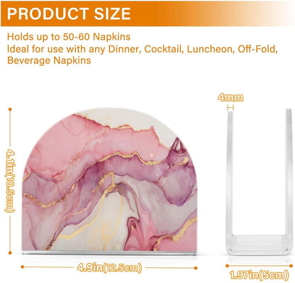 Napkin Holder for Table Marble Abstract Pink Gold Paper Napkin Holders for Kitchen Dinner Table Cocktail Napkins Dispenser