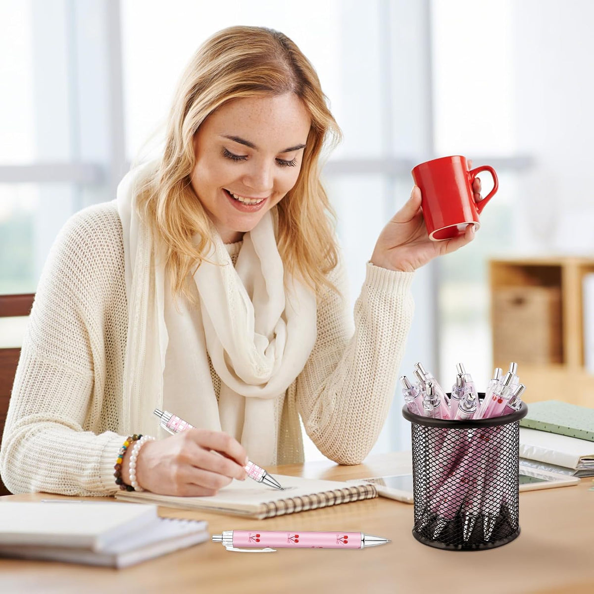 24 Pcs Pink Bow Pens Cute Coquette Bow Ballpoint Pen Retractable Black Ink Pen Coquette Aesthetic Bow Party Favors for Women Writing Journaling Baby Shower Office Teacher Back to School Supplies