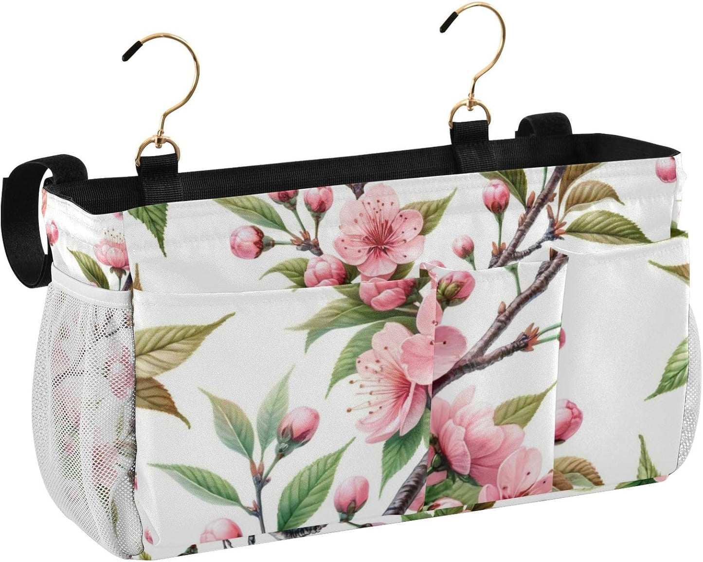 Pink Cherry Flowers Branch Bedside Caddy Bedside Organizer Bedside Storage Caddy College Dorm Bed Accessories