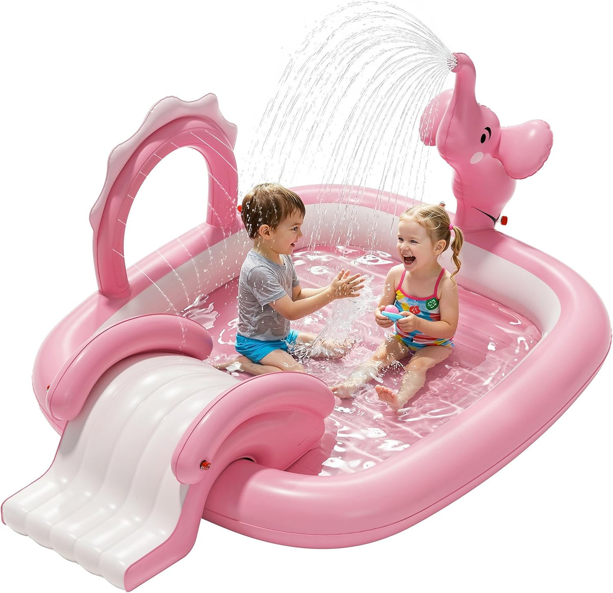 Toddler Pool, Elephant Design with Slide, 72 x 64 x 37 in