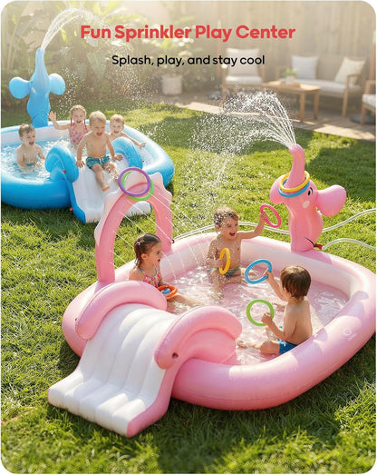 Toddler Pool, Elephant Design with Slide, 72 x 64 x 37 in