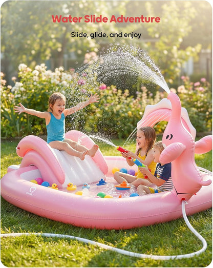 Toddler Pool, Elephant Design with Slide, 72 x 64 x 37 in