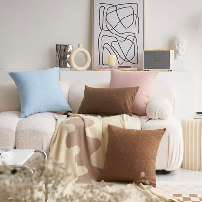 Pink Linen Pillow Covers 12 x 20 Decorative Pillowcases Set of 2 Rectangle Throw Pillows for Couch Bedroom Girls Woman Gifts, 12x20 inch, Light Pink