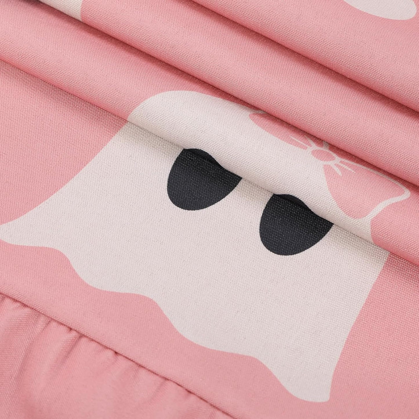 Ruffle Shower Curtain, Pink Halloween Ghost Bathroom Decor