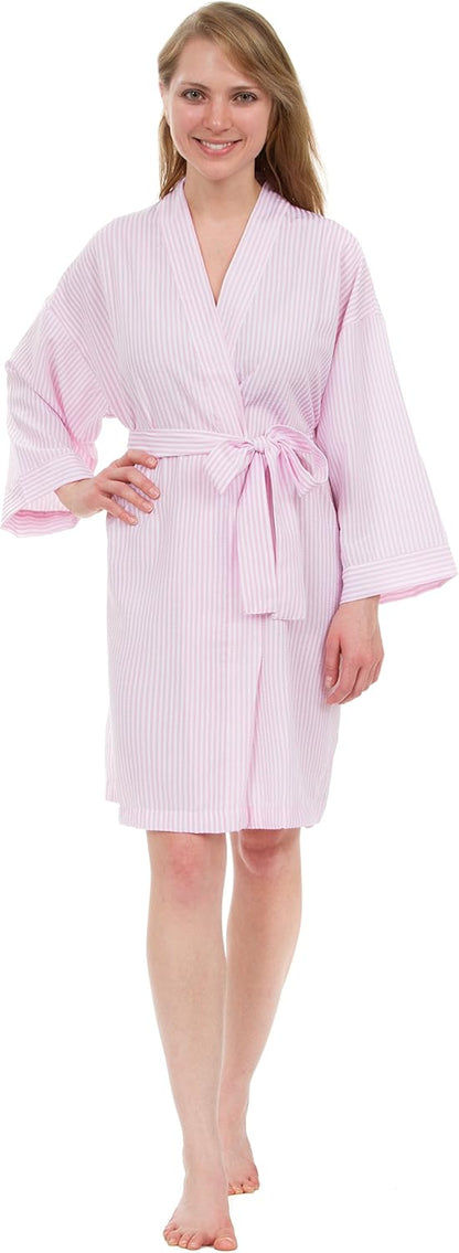 Women's Robe, Lightweight Classic Stripe Seersucker Robes