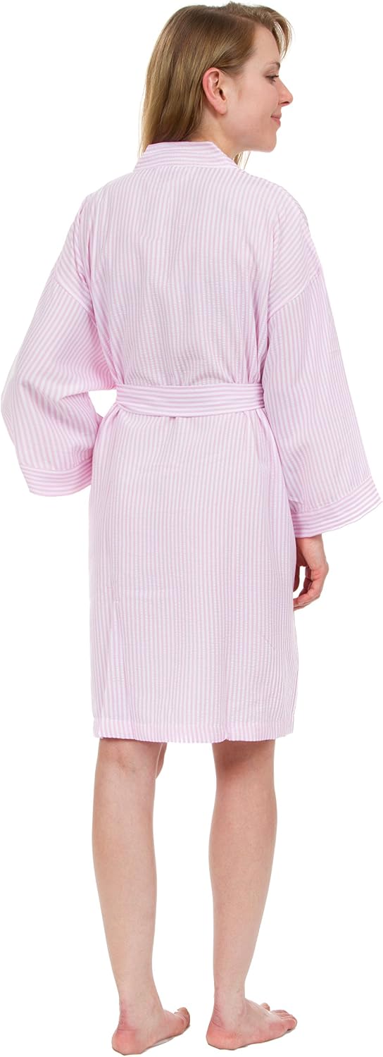 Women's Robe, Lightweight Classic Stripe Seersucker Robes