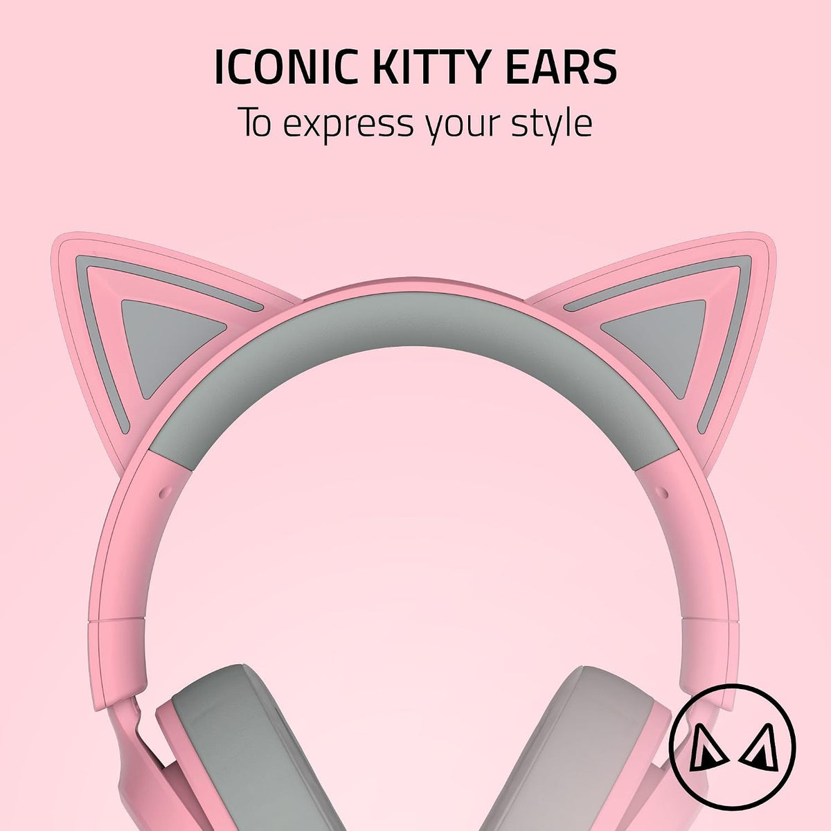 Kraken Kitty V3 X Wired Gaming Headset, Kitty Ears, Pink