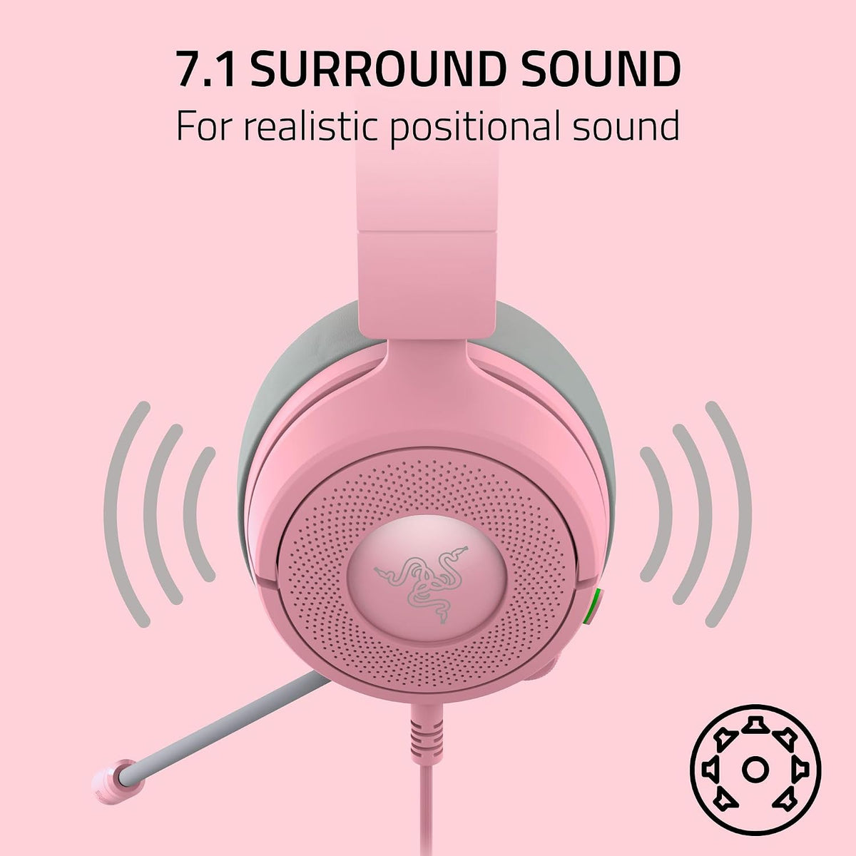 Kraken Kitty V3 X Wired Gaming Headset, Kitty Ears, Pink