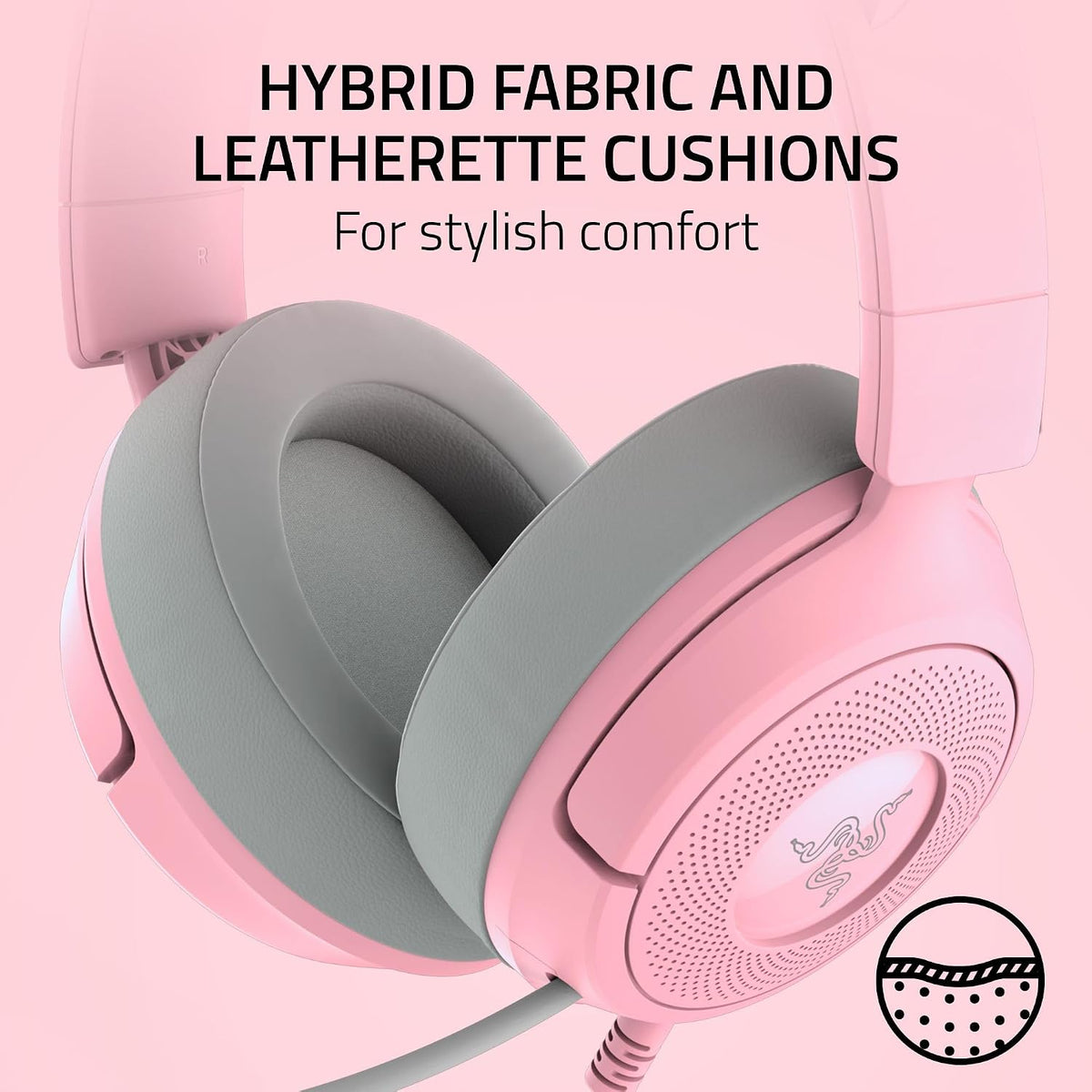 Kraken Kitty V3 X Wired Gaming Headset, Kitty Ears, Pink