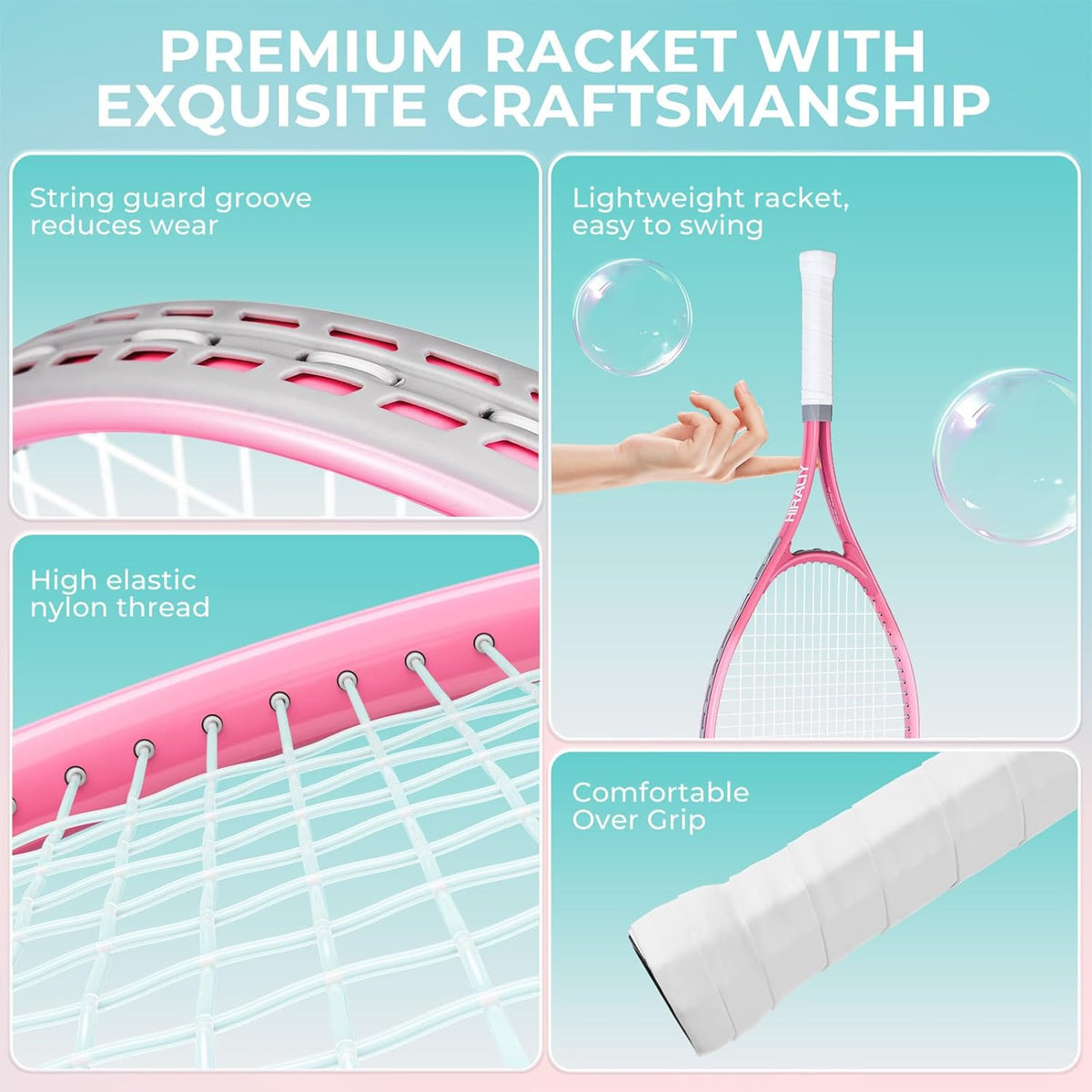 27-Inch Tennis Racket for Adults with Ball and Carry Bag