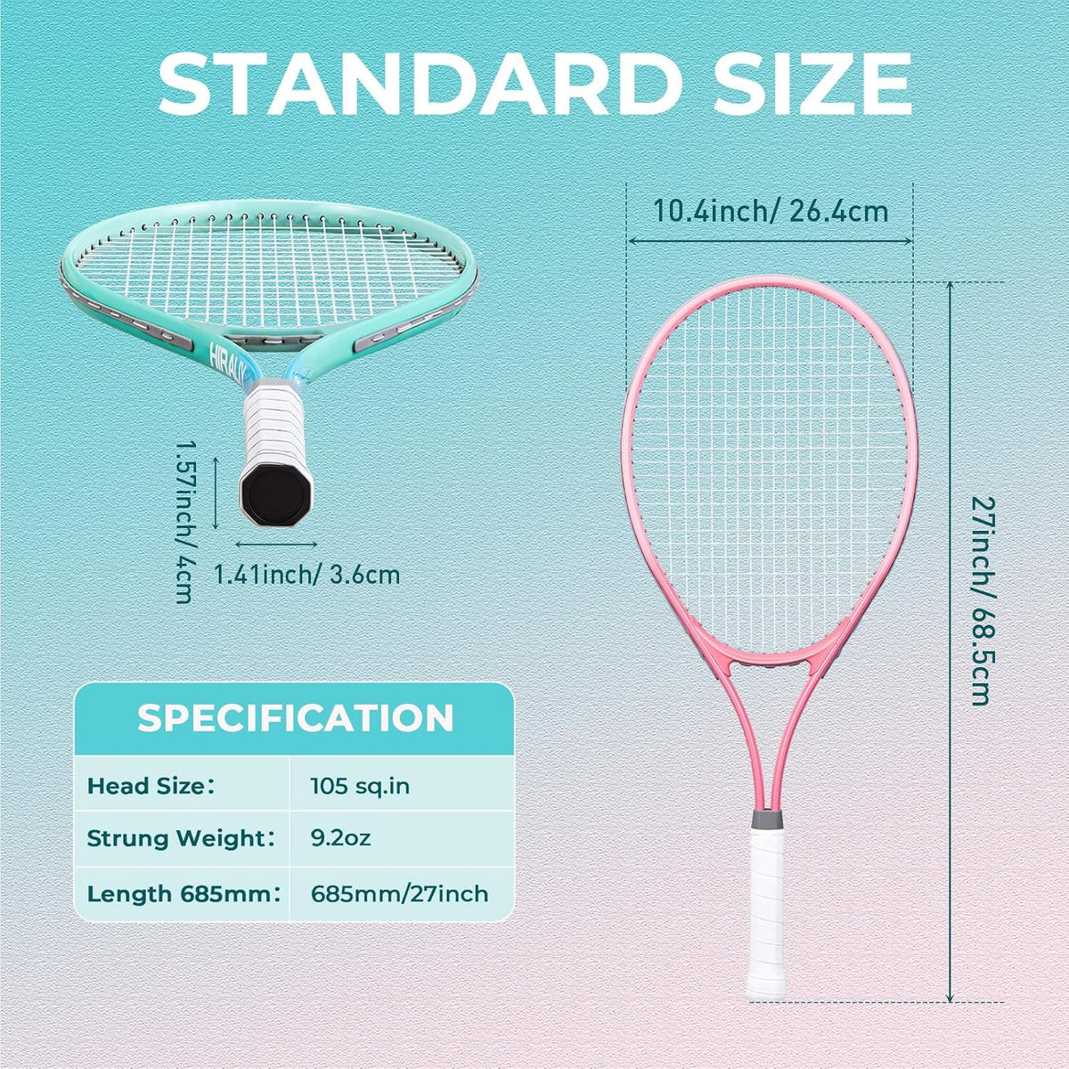 27-Inch Tennis Racket for Adults with Ball and Carry Bag