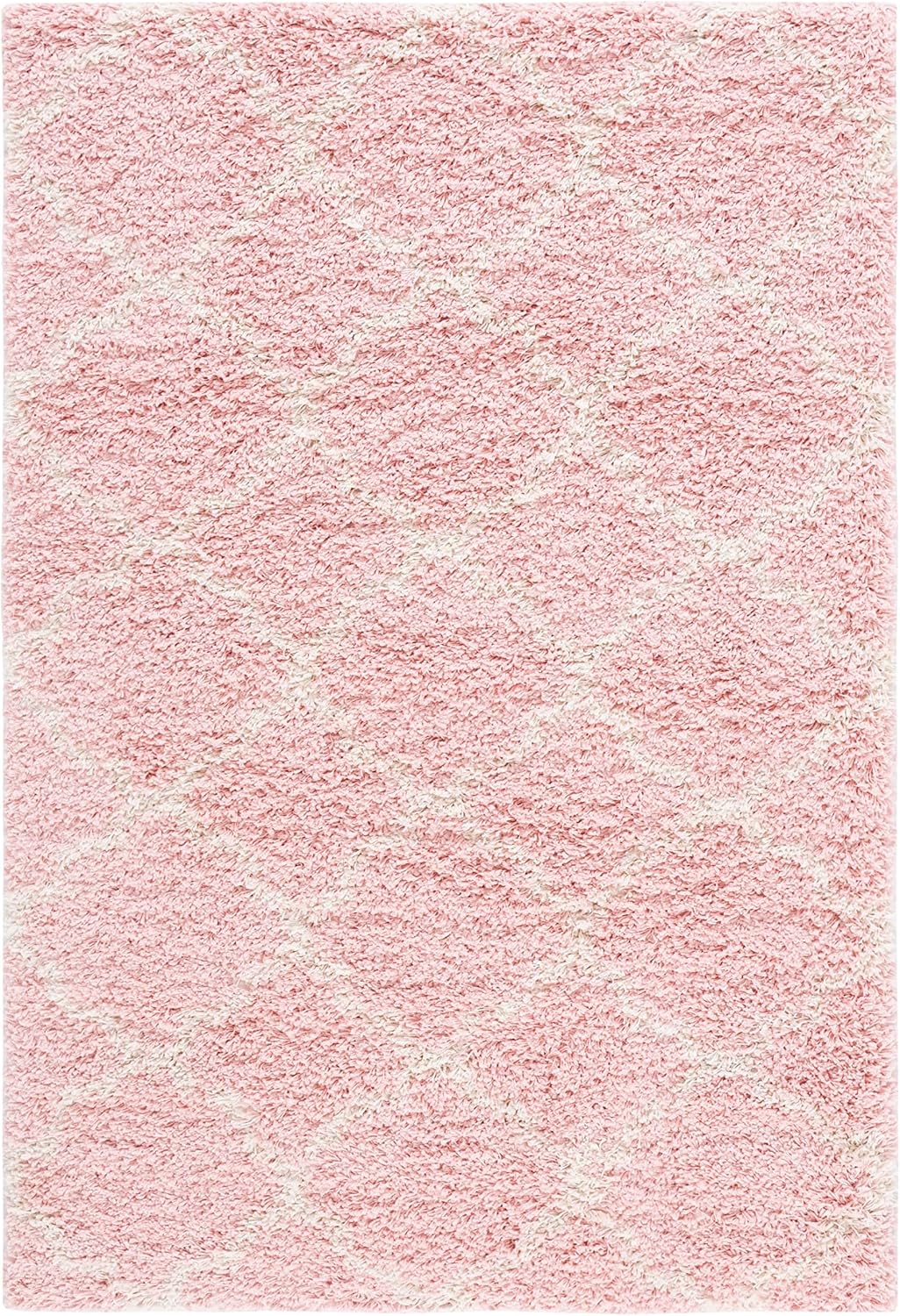 Hudson Shag Rug 4x6, Plush Trellis Pink & Ivory SGH282M