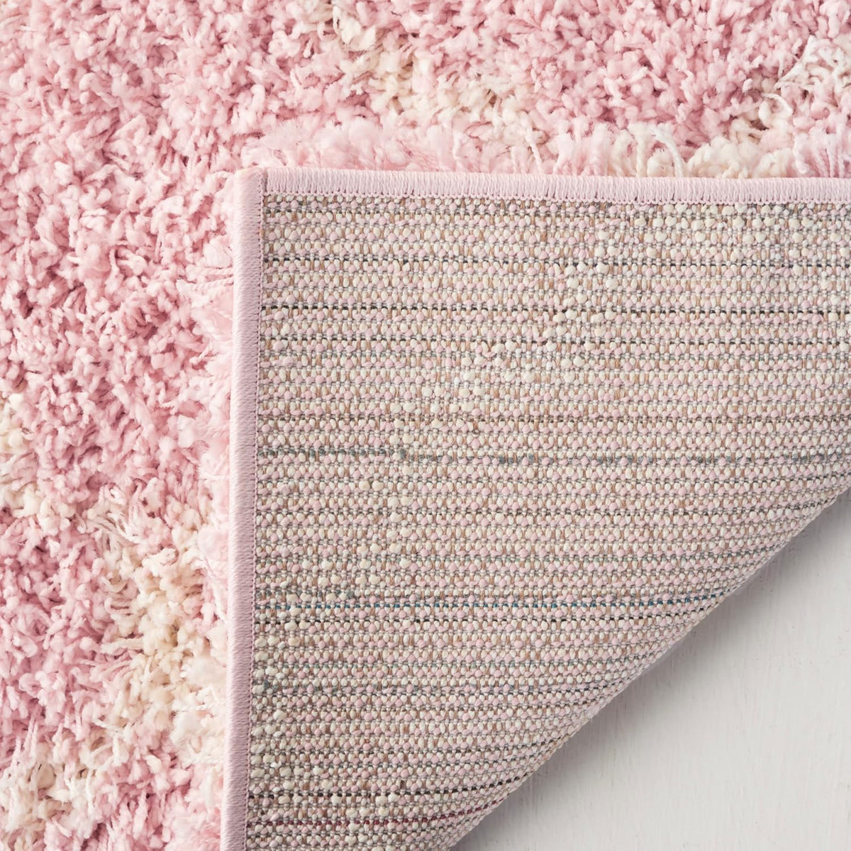 Hudson Shag Rug 4x6, Plush Trellis Pink & Ivory SGH282M