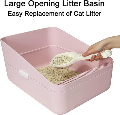 High Sided Cat Litter Box: Open Top Anti Tracking Design