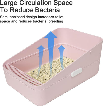 High Sided Cat Litter Box: Open Top Anti Tracking Design