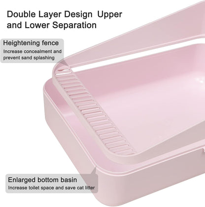High Sided Cat Litter Box: Open Top Anti Tracking Design