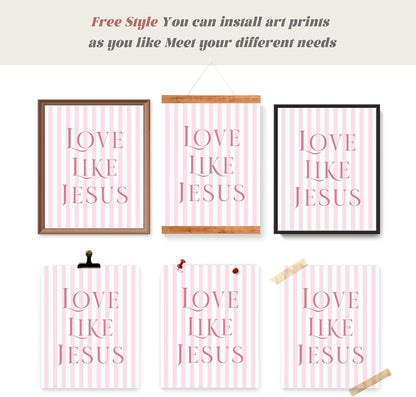 Coquette Pink Bow Jesus Wall Art Decor Posters, Light Pink Bow Christian Room Bedroom Bathroom Dorm Wall Art Decor Aesthetic for College Teen Girls Gifts, Inspirational Bible Verses Bow Wall Decor, 10x8 Inch Set of 4 Bow Pictures (UNFRAMED)