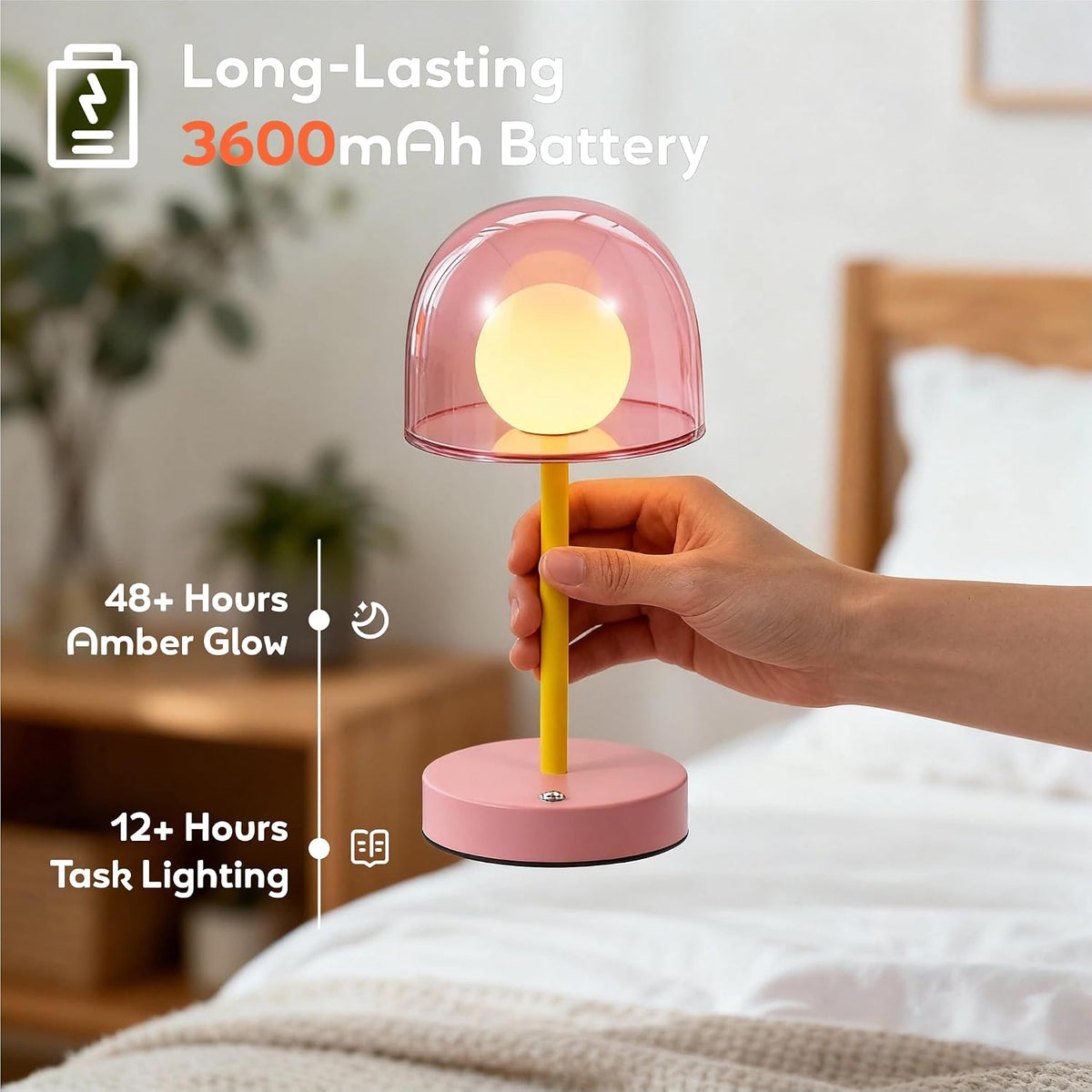 Pink Rechargeable Lamp, Coffee Table Small Lamps, Funky Desk Lamp