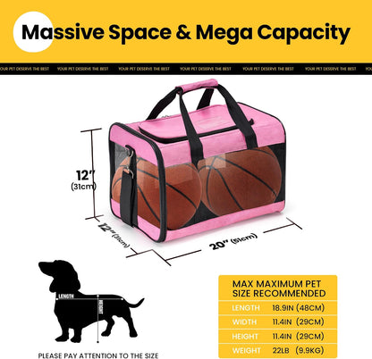 Dog Carrier Soft Sided, Large Cat Carrier up to 20 Lbs,Pink L
