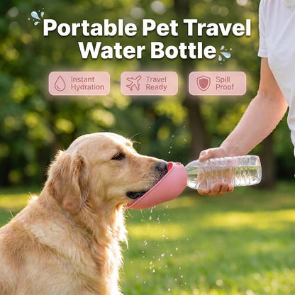 Portable Leak Proof Dog Water Bottle, Pet Travel Drinking Spout for Outdoor Walk (Pink-1PC)