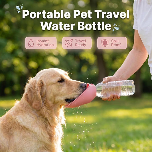 Portable Leak Proof Dog Water Bottle, Pet Travel Drinking Spout for Outdoor Walk (Pink-1PC)