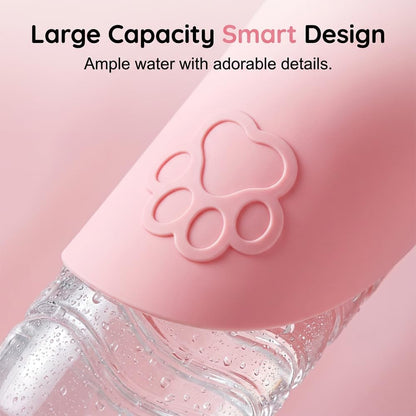 Portable Leak Proof Dog Water Bottle, Pet Travel Drinking Spout for Outdoor Walk (Pink-1PC)
