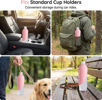 Portable Leak Proof Dog Water Bottle, Pet Travel Drinking Spout for Outdoor Walk (Pink-1PC)