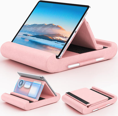 Tablet Pillow Stand, Foldable Tablet Holder for Lap, Bed, Soft Pillow Pad