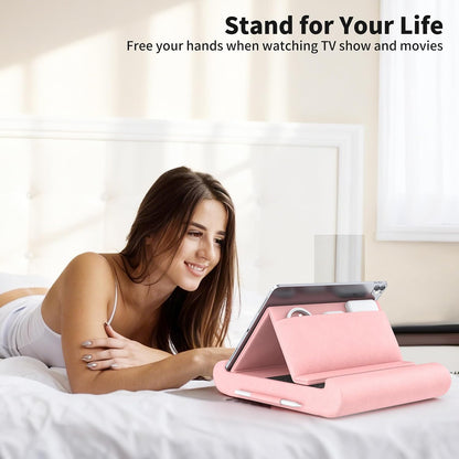 Tablet Pillow Stand, Foldable Tablet Holder for Lap, Bed, Soft Pillow Pad