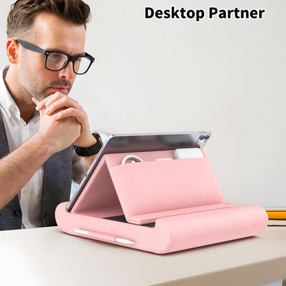 Tablet Pillow Stand, Foldable Tablet Holder for Lap, Bed, Soft Pillow Pad