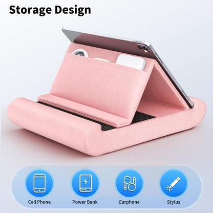 Tablet Pillow Stand, Foldable Tablet Holder for Lap, Bed, Soft Pillow Pad