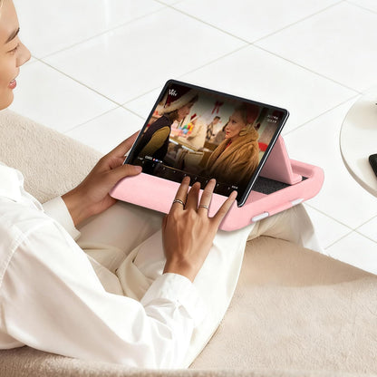 Tablet Pillow Stand, Foldable Tablet Holder for Lap, Bed, Soft Pillow Pad