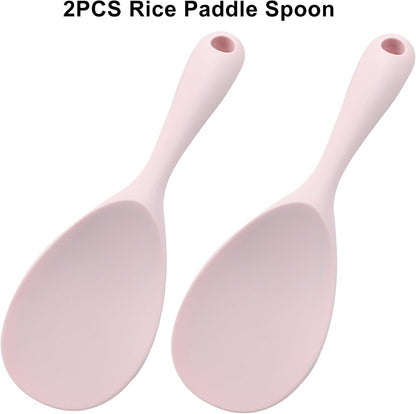 2Pcs Pink Silicone Rice Paddle Spoon