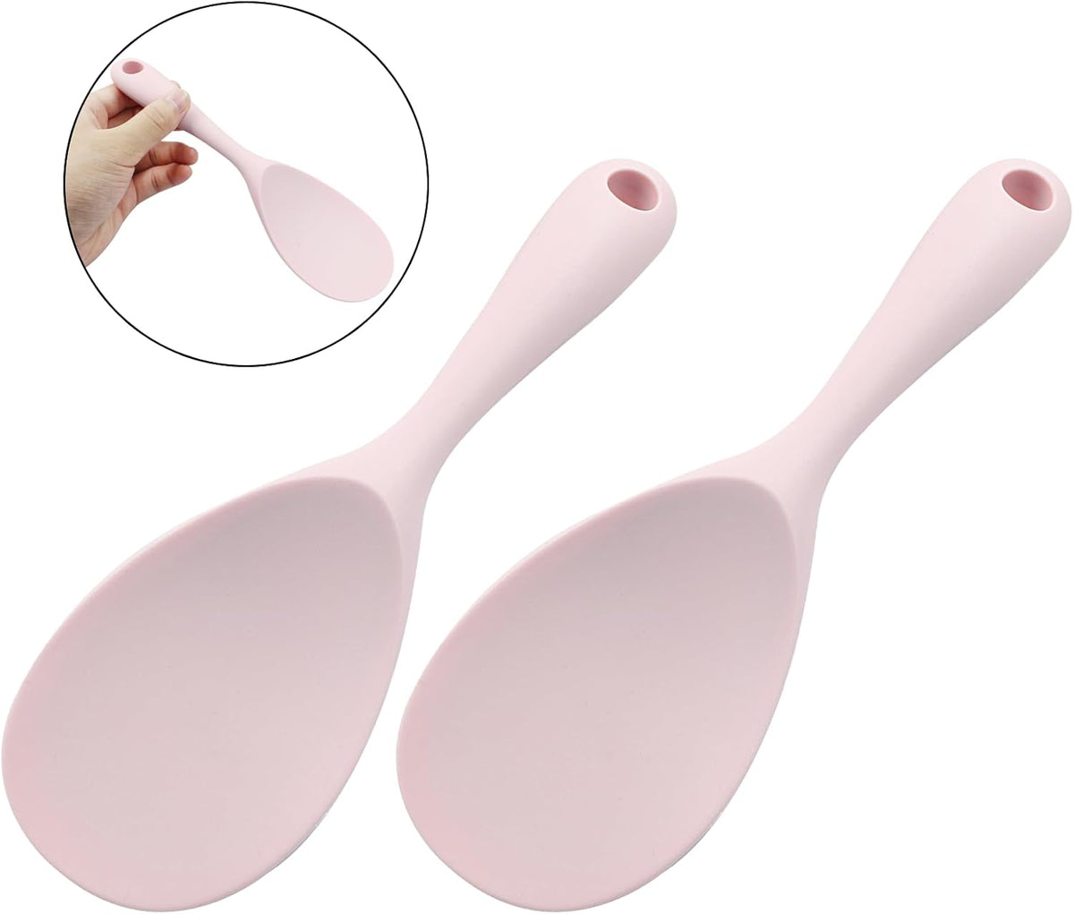 2Pcs Pink Silicone Rice Paddle Spoon