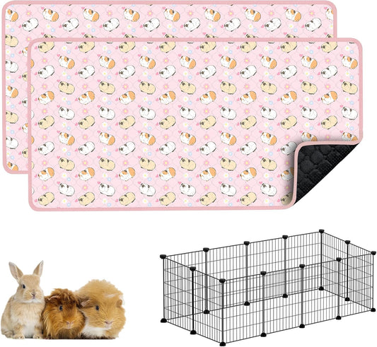 Guinea Pig Cage Liner, 59"x31" Bedding for C&C 2x4 Cage 2 Pack, Pink